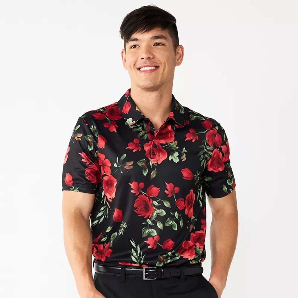 Men's Tek Gear Slim Fit Golf Polo - Black Rose - XXL - NWT